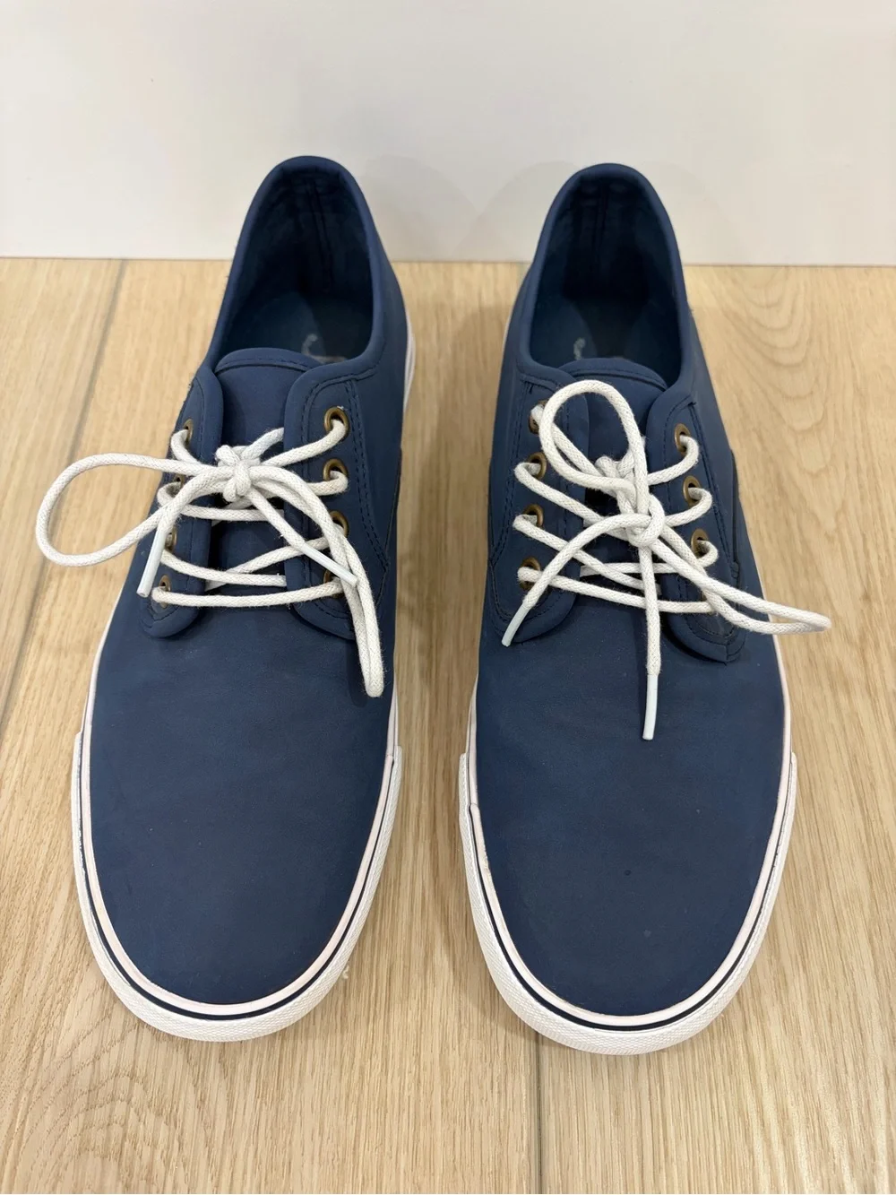 Men's Navy Boat Deck Summer Preppy Canvas Low-Top Sneakers with White Laces